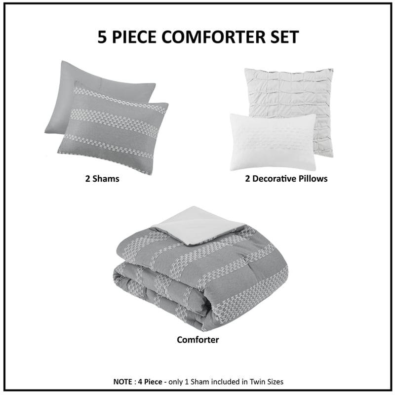 Olliix Madison Park Drew King/Cal King Comforter Set Polyester in Gray