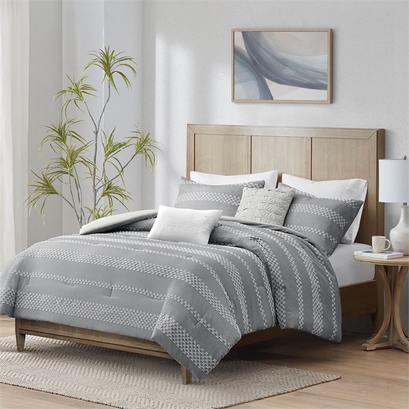 Olliix Madison Park Drew King/Cal King Comforter Set Polyester in Gray