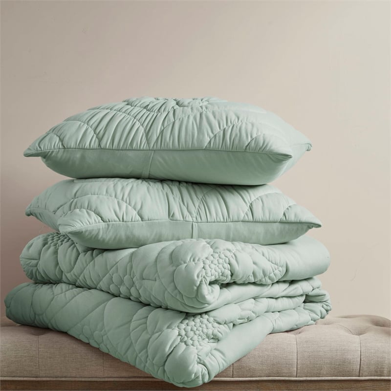Olliix Madison Park Elise Full/Queen Comforter Set Polyester in Sage