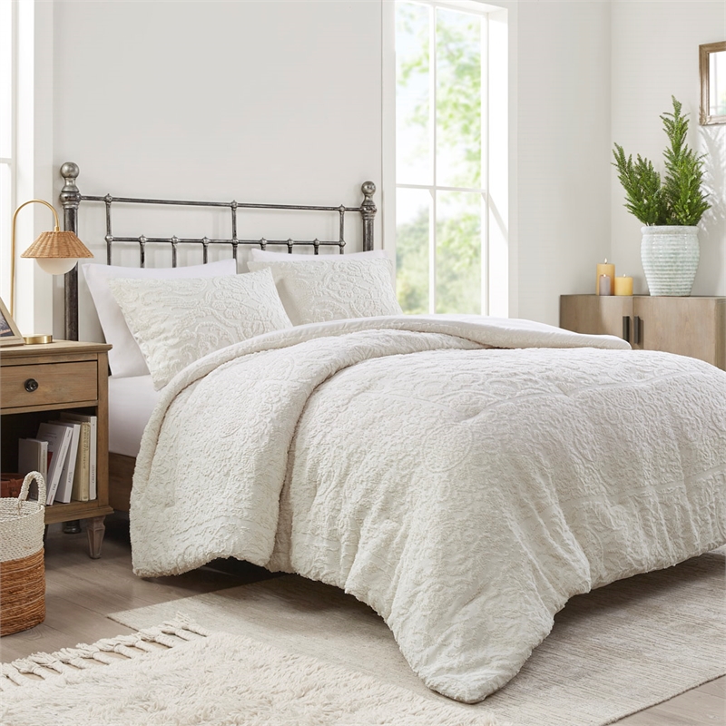 Olliix Madison Park Orly Full/Queen Comforter Mini Set Polyester in Ivory