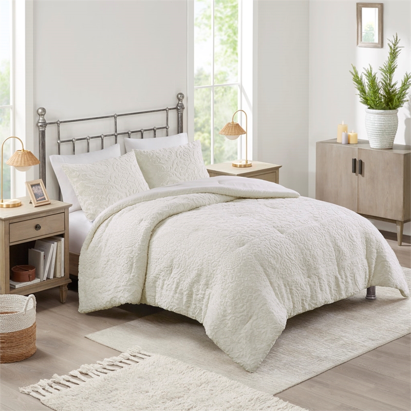 Olliix Madison Park Orly Full/Queen Comforter Mini Set Polyester in Ivory