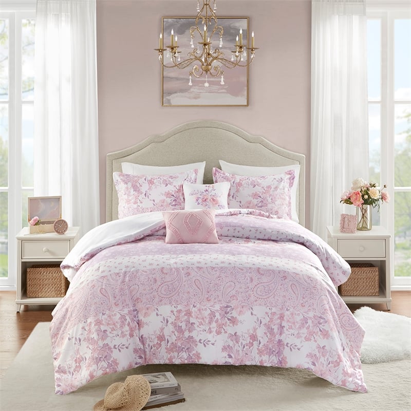 Olliix Intelligent Design Oliena Twin/Twin XL Comforter Set Polyester in Pink