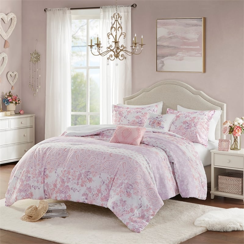 Olliix Intelligent Design Oliena Twin/Twin XL Comforter Set Polyester in Pink