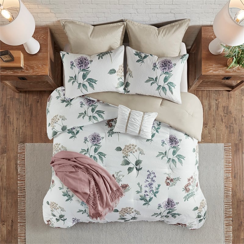 Olliix Madison Park Zennia King/Cal King Comforter Set Polyester in Taupe/Blush