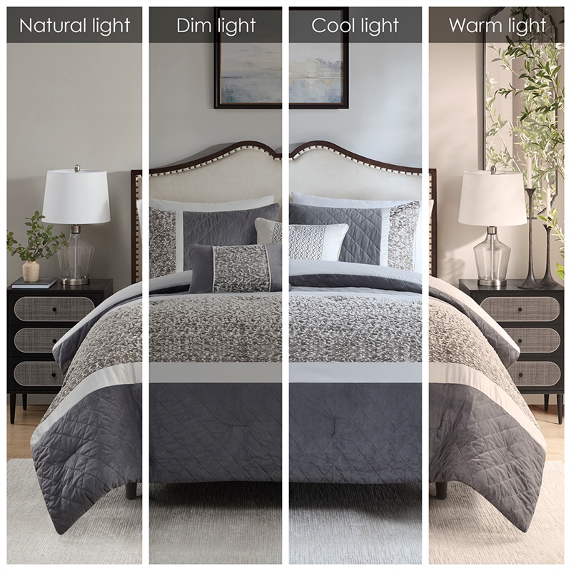 Olliix Madison Park Amelia King/Cal King Comforter Set Polyester in Grey