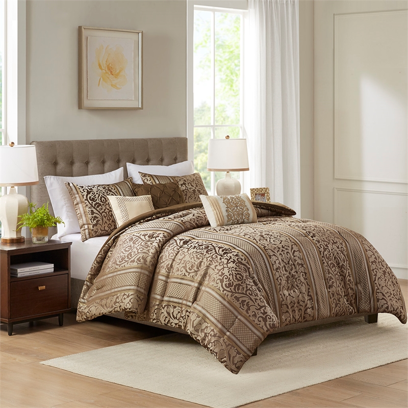Olliix Madison Park Bella King/Cal King Comforter Set Polyester in Brown