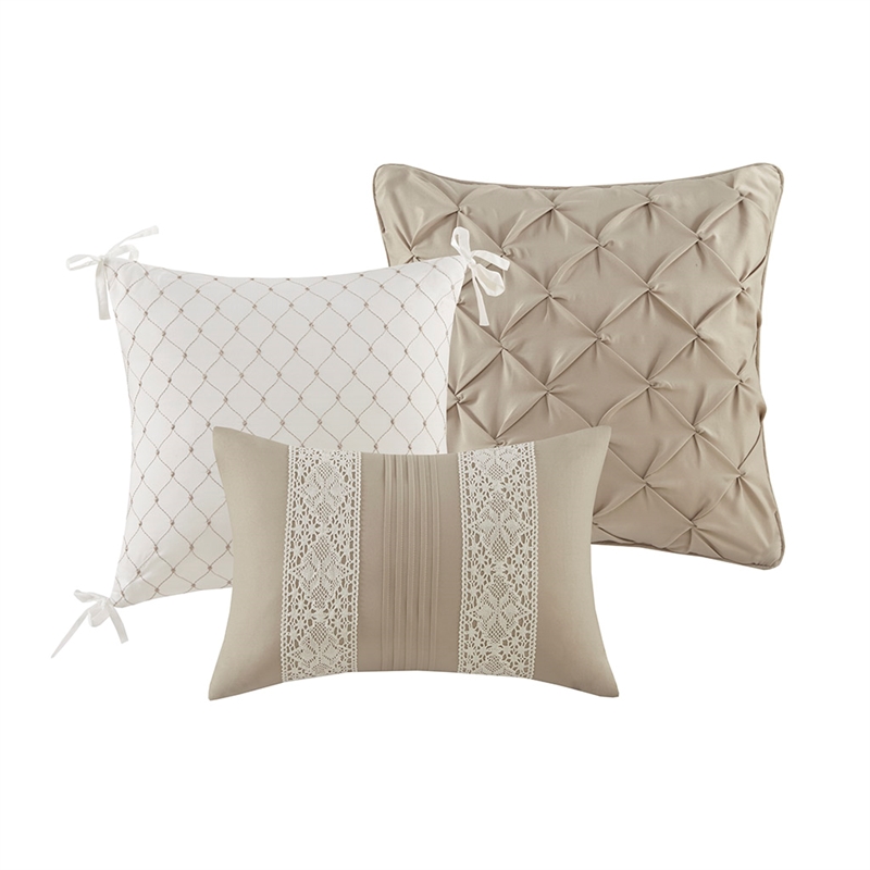 Olliix Madison Park Lacey Cal King Comforter Set Polyester in Taupe