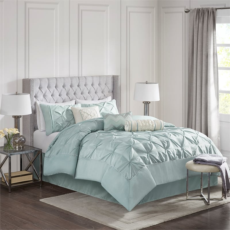 Olliix Madison Park Laurel Cal King Comforter Set Polyester in Seafoam