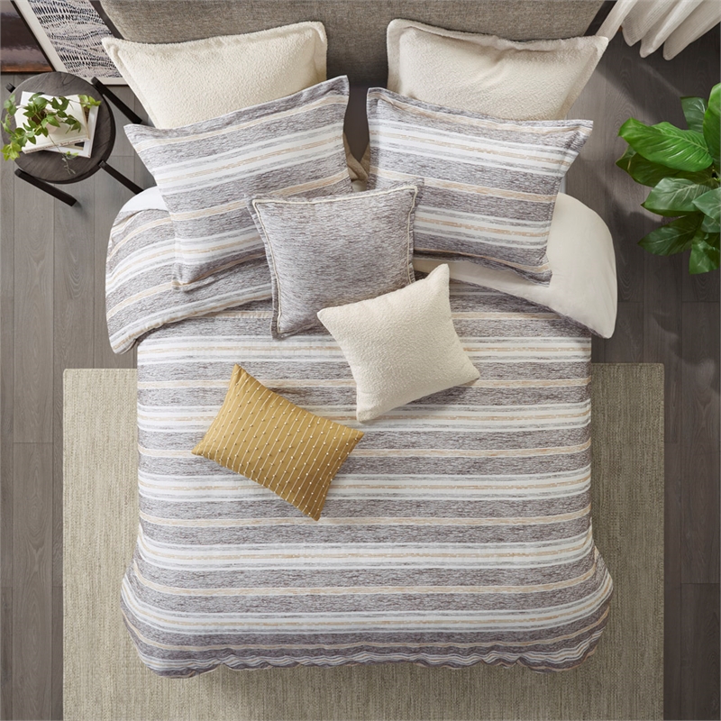 Olliix Madison Park Signature Oasis Full/Queen Comforter Set Cotton in Charcoal