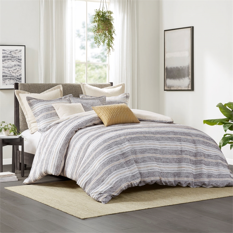 Olliix Madison Park Signature Oasis Full/Queen Comforter Set Cotton in Charcoal