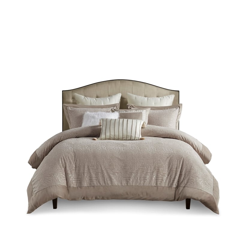 Olliix Madison Park Signature Pescal Full/Queen Comforter Set Polyester in Beige