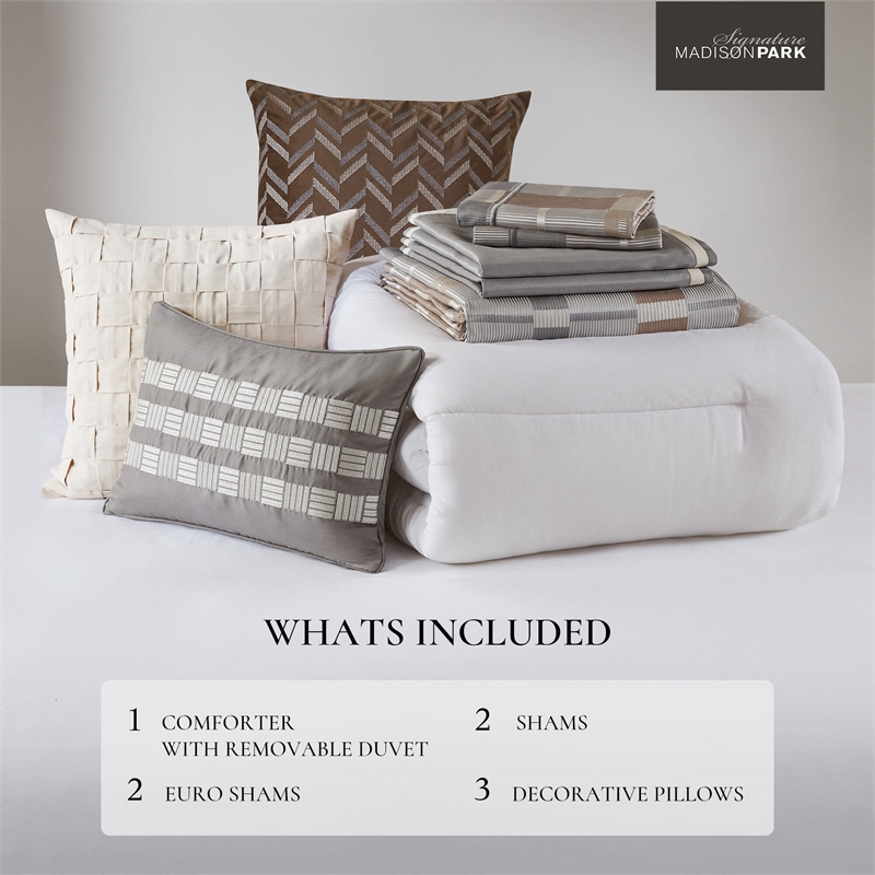Olliix Madison Park Signature Prescott Queen Comforter Set Cotton in Taupe
