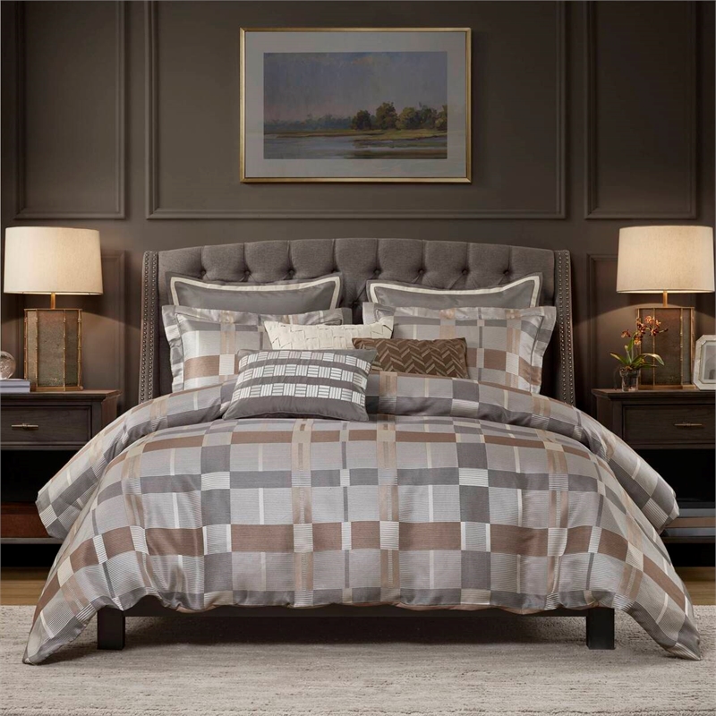 Olliix Madison Park Signature Prescott Queen Comforter Set Cotton in Taupe