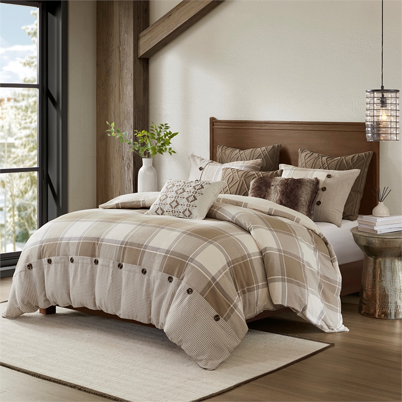 Olliix Madison Park Signature Urban Cabin Queen Comforter Set Cotton in Neutral
