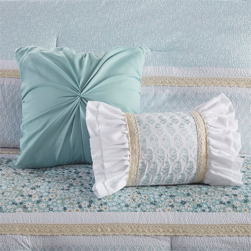 Olliix Madison Park Caralie King/Cal King Comforter Set Polyester in Aqua