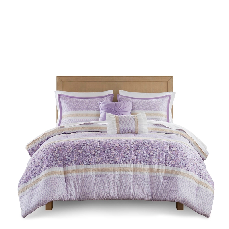 Olliix Madison Park Caralie Full/Queen Comforter Set Polyester in Purple