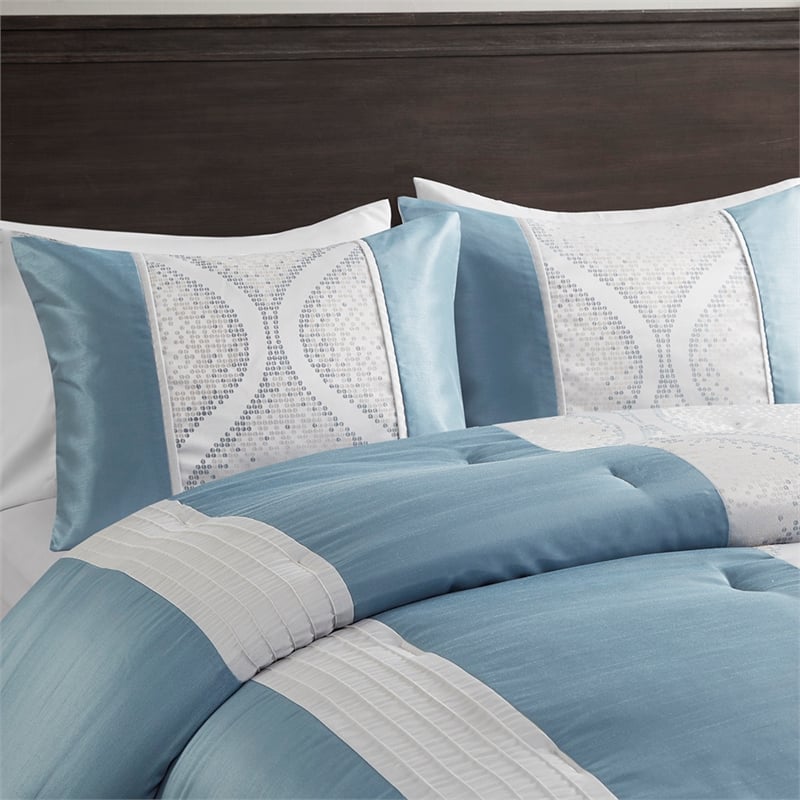 Olliix Madison Park Lori King/Cal King Comforter Set Polyester in Teal/Silver