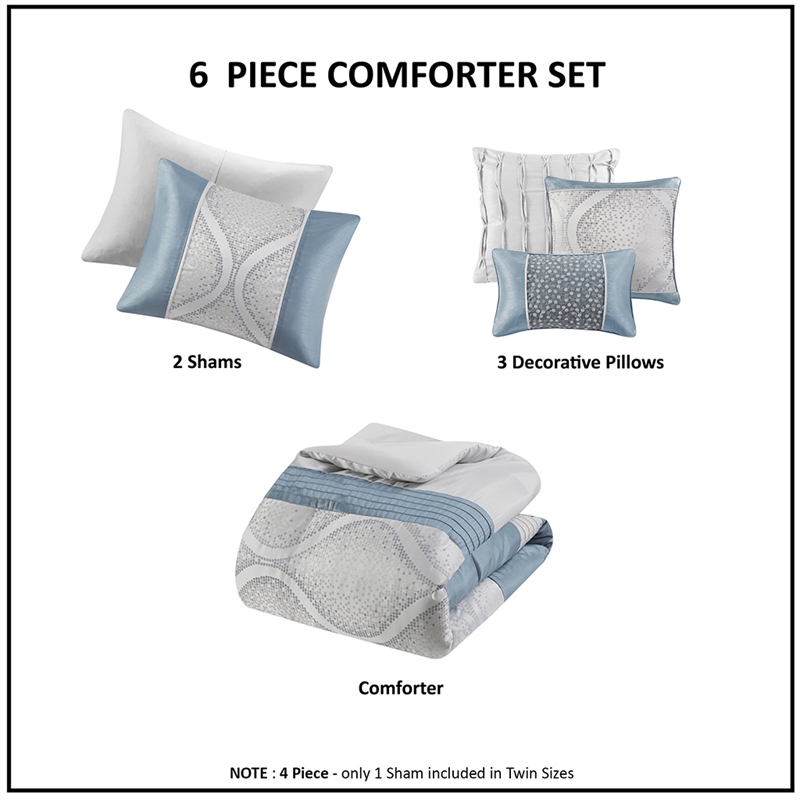 Olliix Madison Park Lori King/Cal King Comforter Set Polyester in Teal/Silver