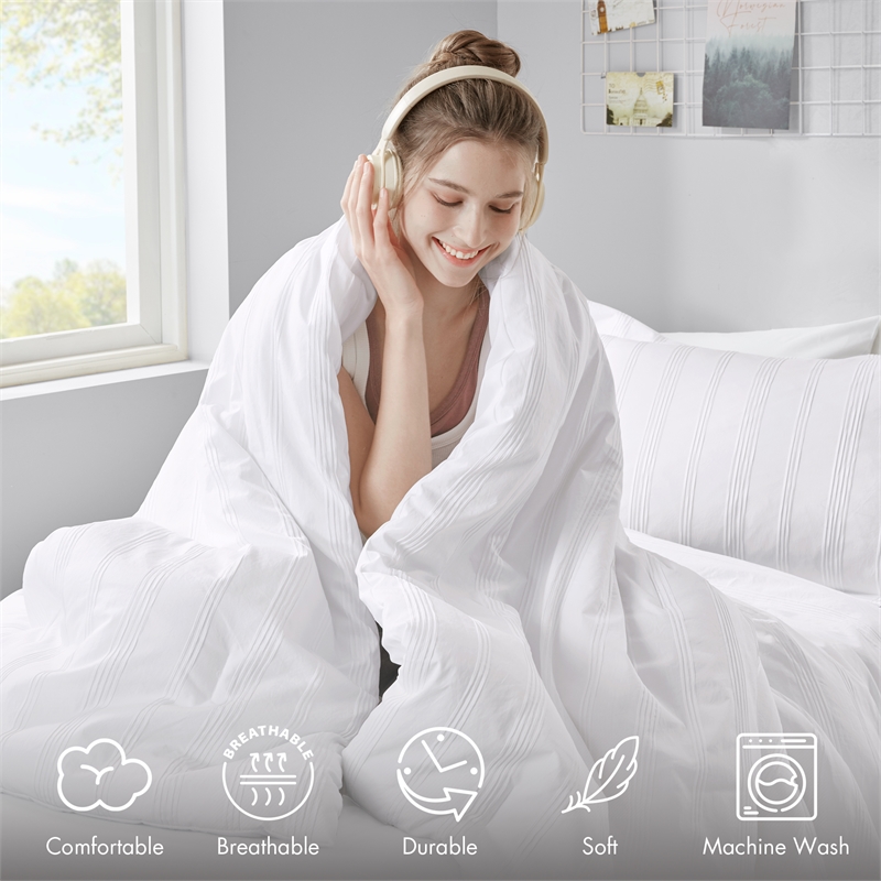 Olliix Super Listing Logan Twin/Twin XL Comforter Set Polyester in White