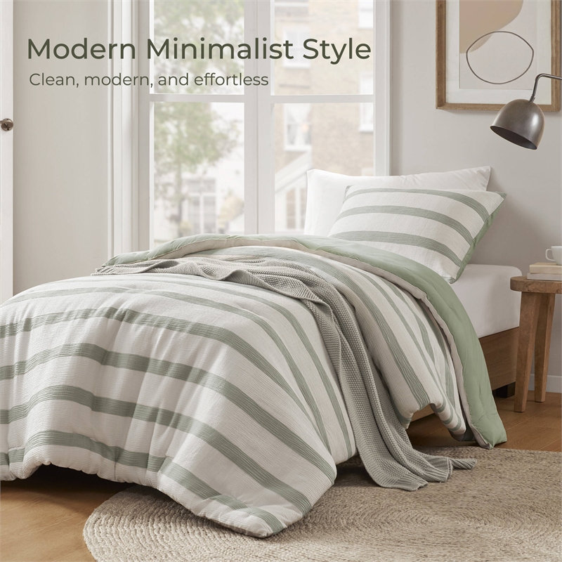 Olliix Super Listing Merritt Twin/Twin XL Comforter Set Polyester in Sage Green