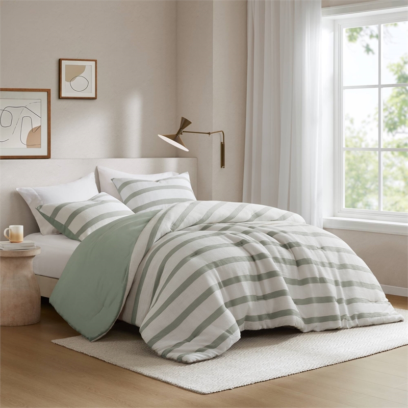 Olliix Super Listing Merritt Full/Queen Comforter Set Polyester in Sage Green