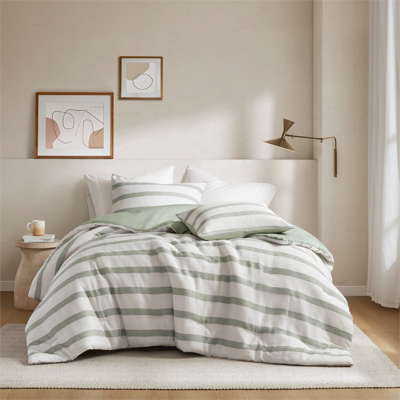 Olliix Super Listing Merritt King/Cal King Comforter Set Polyester in Sage Green