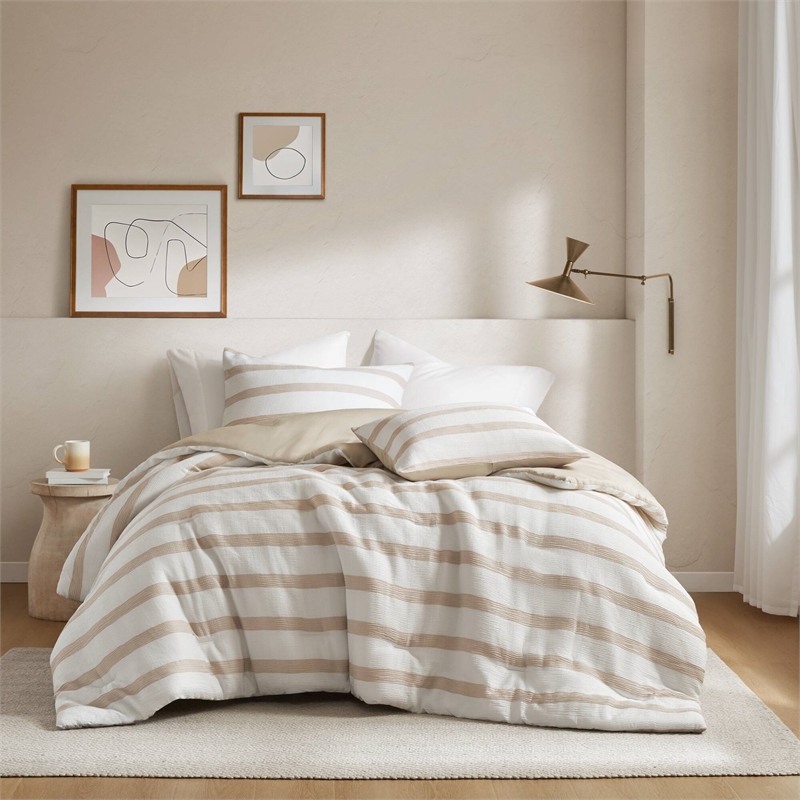 Olliix Super Listing Merritt King/Cal King Comforter Set Polyester in Taupe