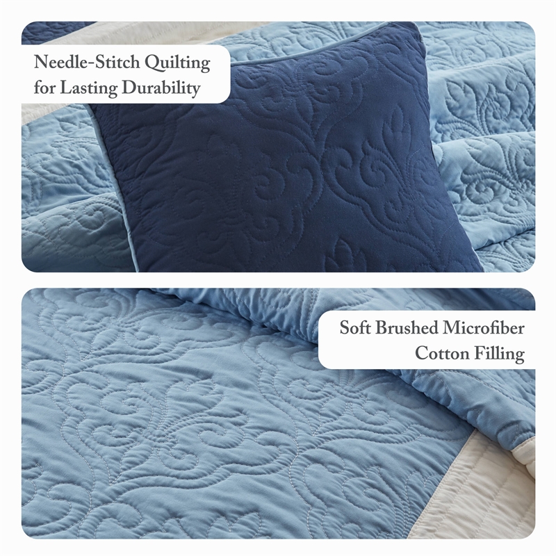 Olliix Madison Park Attingham King/Cal King Quilt Set Cotton in Navy