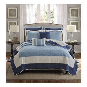 Olliix Madison Park Attingham King/Cal King Quilt Set Cotton in Navy