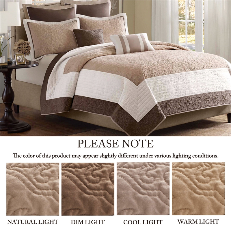 Olliix Madison Park Attingham King/Cal King Quilt Set Cotton in Beige