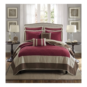 Olliix Madison Park Attingham King/Cal King Quilt Set Cotton in Red