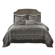Olliix Madison Park Bellagio Queen Bedspread Set Microfiber in Grey