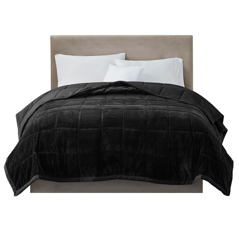 Olliix Madison Park Coleman Twin/Twin XL Blanket Microfiber in Black