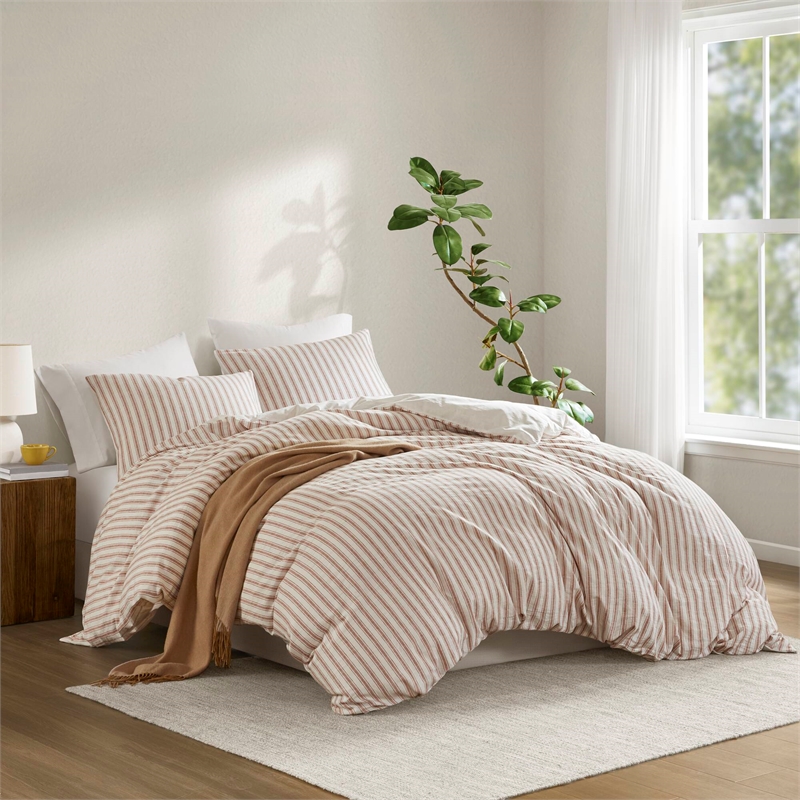 Olliix Madison Park Etta Queen Duvet Set Cotton in Terracotta