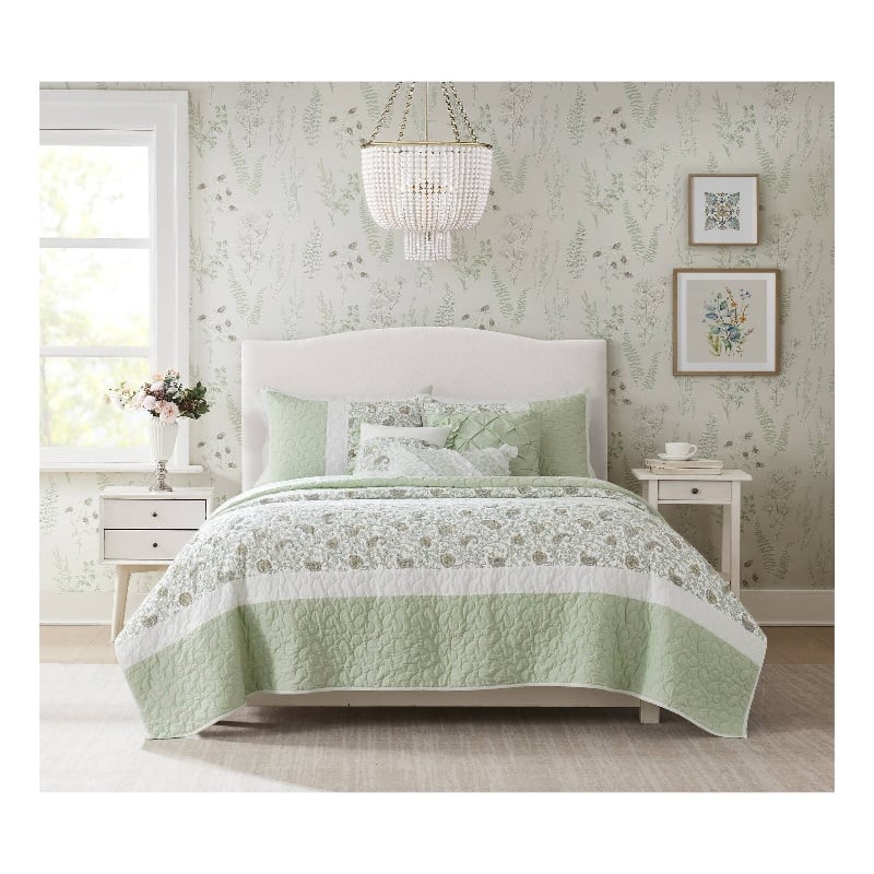 Olliix Madison Park Dawn King/Cal King Quilt Set Cotton in Sage Green