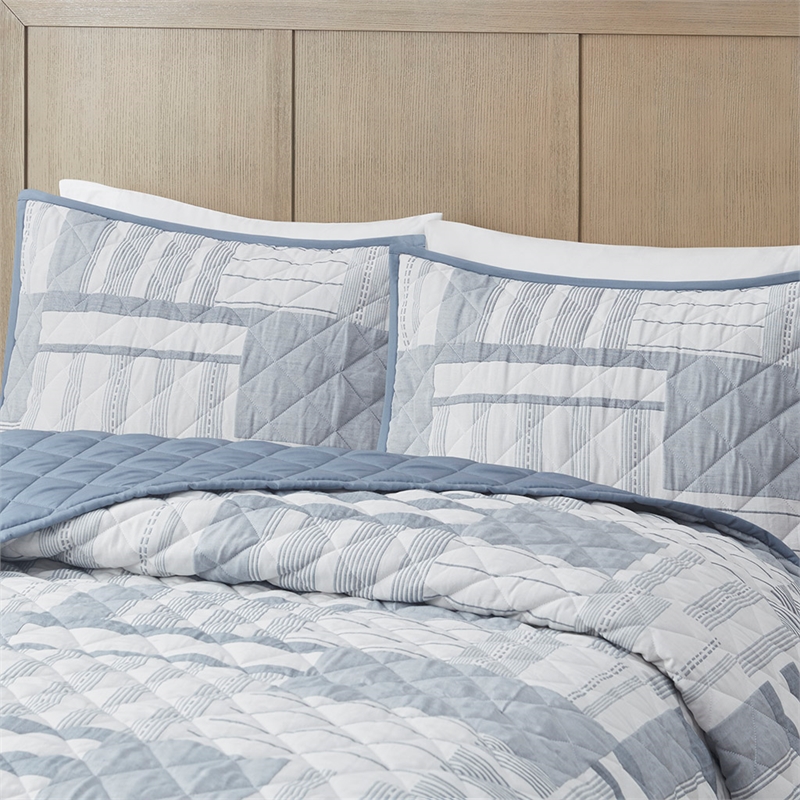 Olliix Madison Park Graham Full/Queen Coverlet Mini Set Cotton in Blue