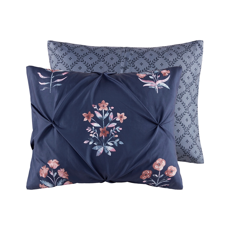 Olliix Madison Park Marfa King/Cal King Duvet Mini Set Polyester in Navy