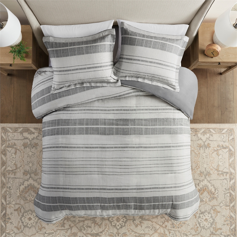 Olliix Madison Park Rhodes King/Cal King Duvet Mini Set Cotton in Grey/Multi