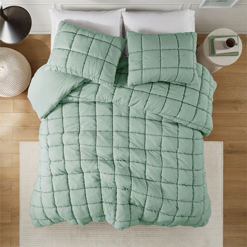 Olliix Intelligent Design Dream Puff Full/Queen Comforter Mini Set in Sage