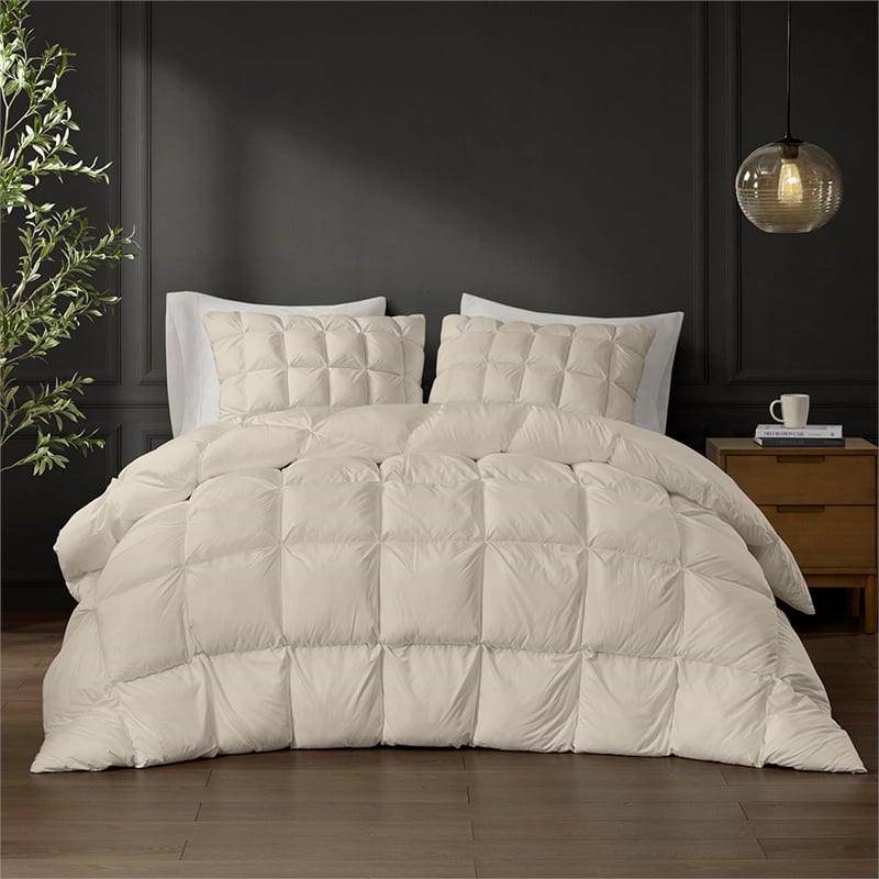 Olliix Madison Park Stay Puffed King/Cal King Comforter Polyester in Tan