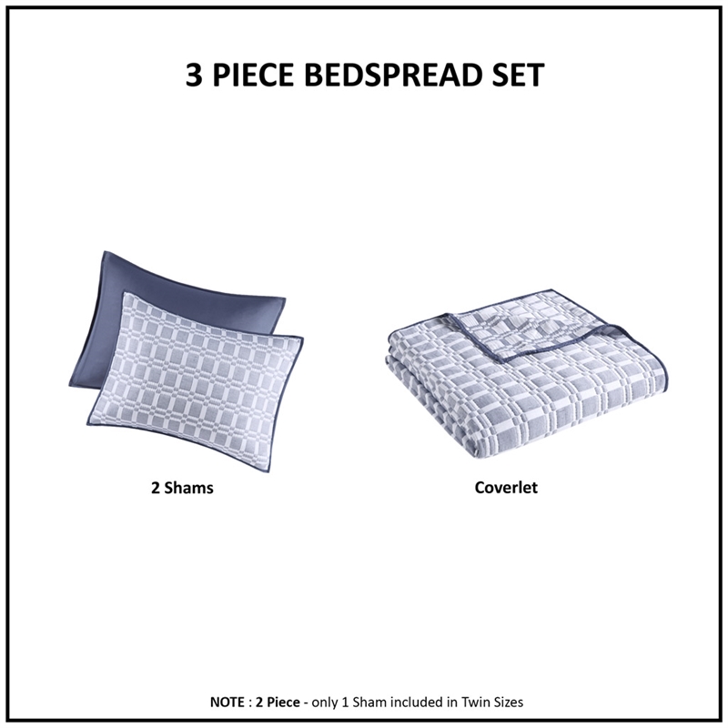 Olliix Madison Park Harlow Full/Queen Coverlet Mini Set Polyester in Indigo