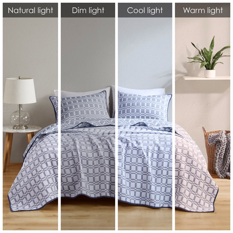 Olliix Madison Park Harlow Full/Queen Coverlet Mini Set Polyester in Indigo