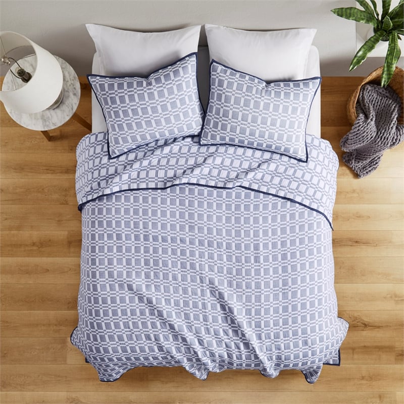 Olliix Madison Park Harlow Full/Queen Coverlet Mini Set Polyester in Indigo