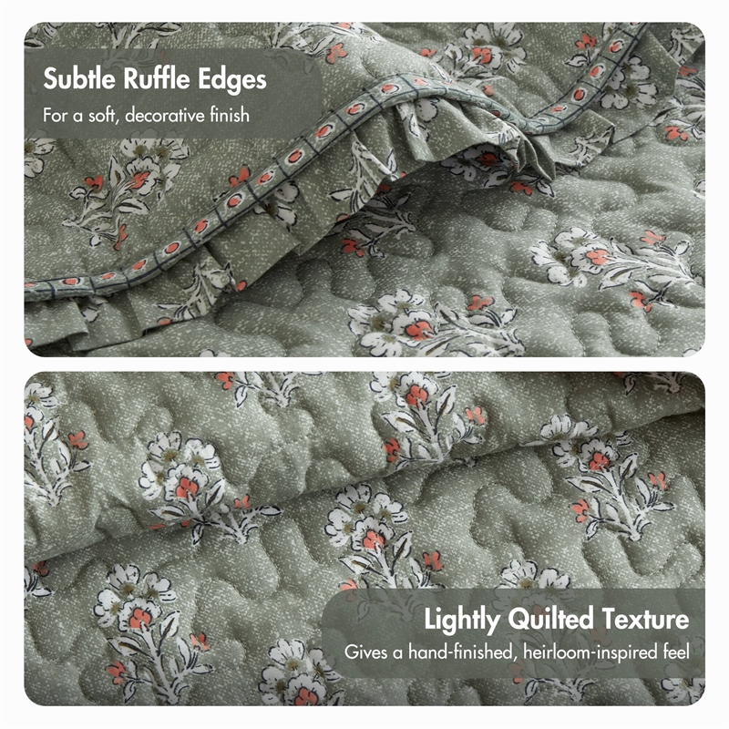 Olliix Madison Park Linwood King/Cal King Quilt Set Polyester in Sage Green