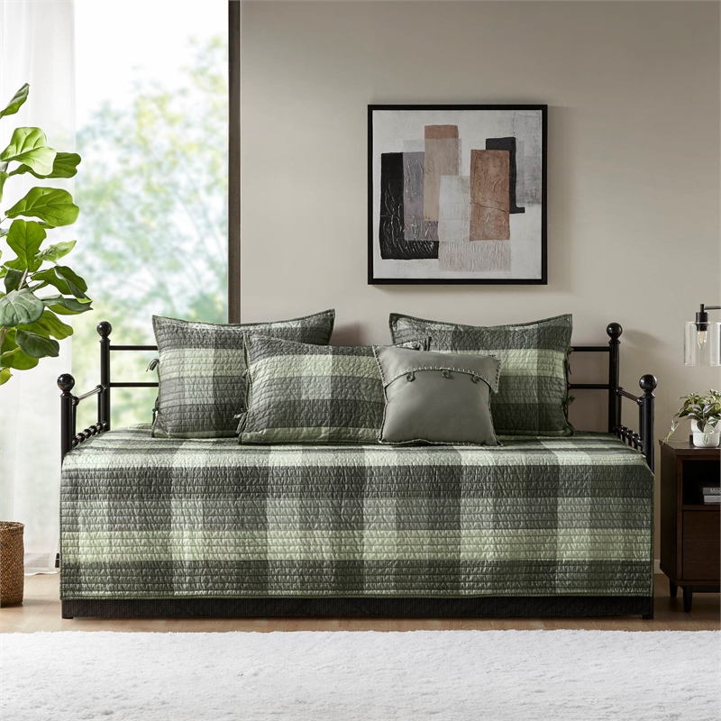 Olliix Madison Park Ridge Daybed Daybed Cover Set Cotton in Grey