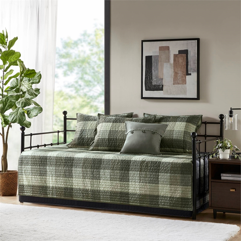 Olliix Madison Park Ridge Daybed Daybed Cover Set Cotton in Grey