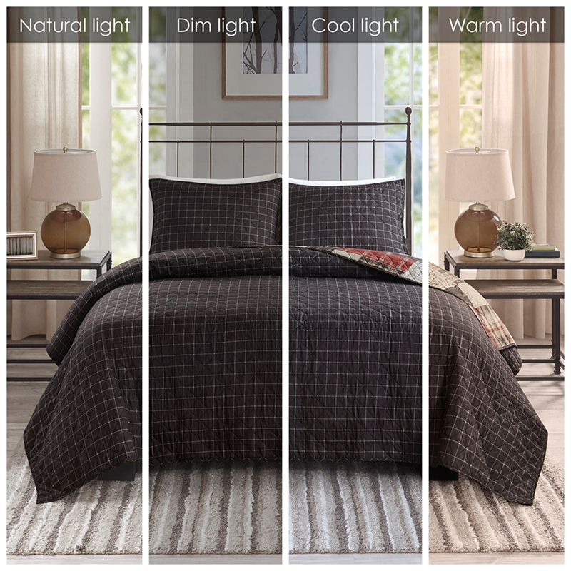 Olliix Madison Park Timber Full/Queen Quilt Set Cotton in Red/Black