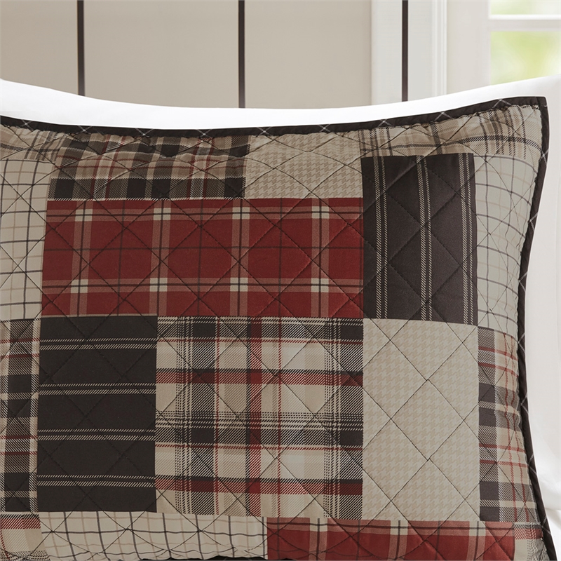 Olliix Madison Park Timber King/Cal King Quilt Set Cotton in Red/Black