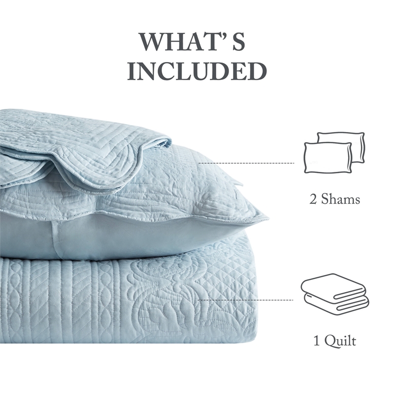 Olliix Madison Park Tuscany King/Cal King Coverlet Mini Set Microfiber in Blue