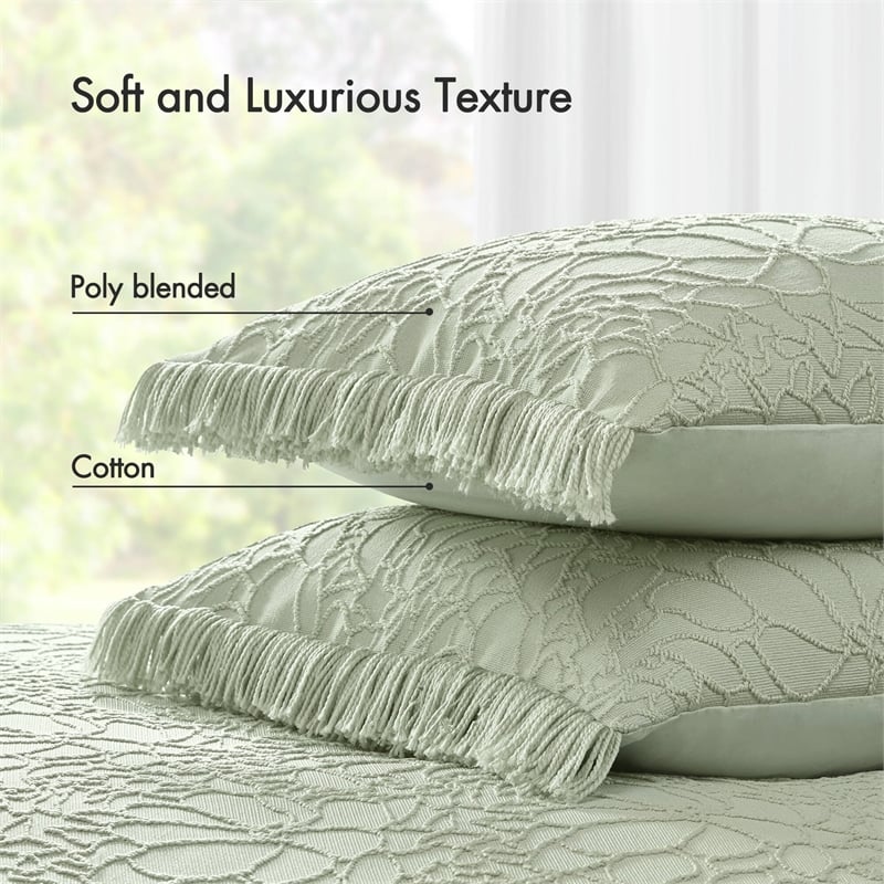 Olliix Madison Park Willow Queen Bedspread Set Cotton in Sage
